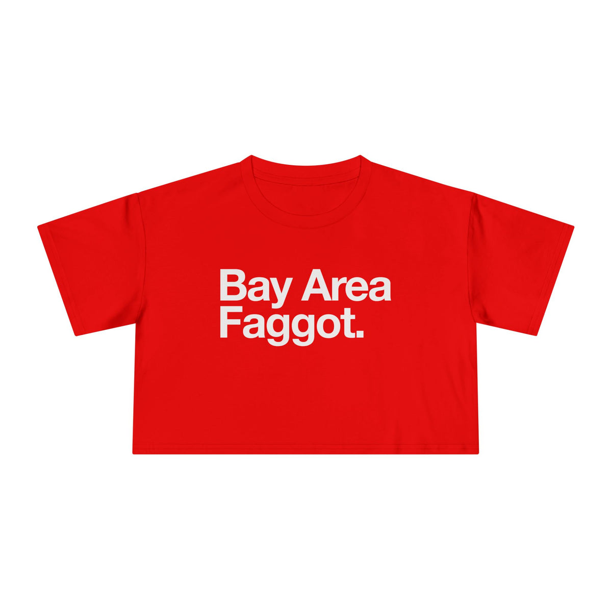 Bold "Bay Area Faggot." Crop Tee — Provocative Pride Statement Top
