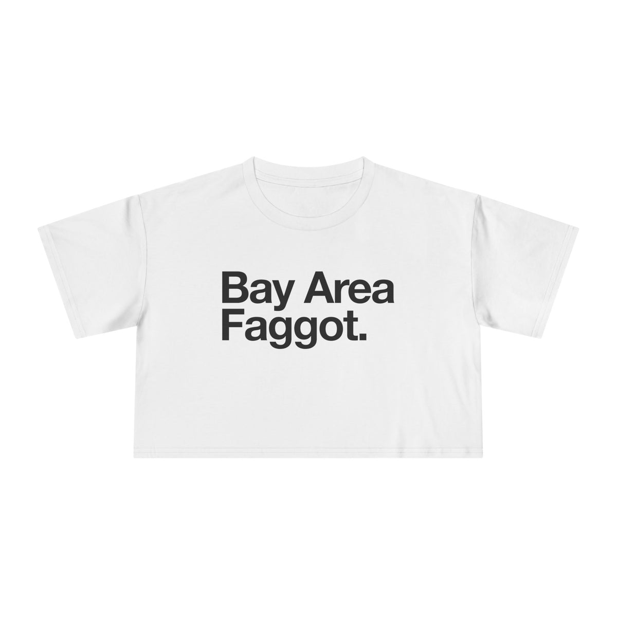Bold "Bay Area Faggot." Crop Tee — Provocative Pride Statement Top